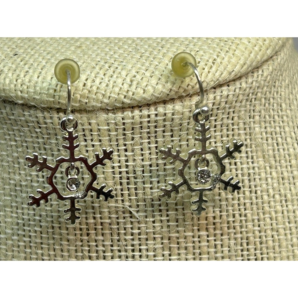 Silvertone Snowflake Dangle Earrings